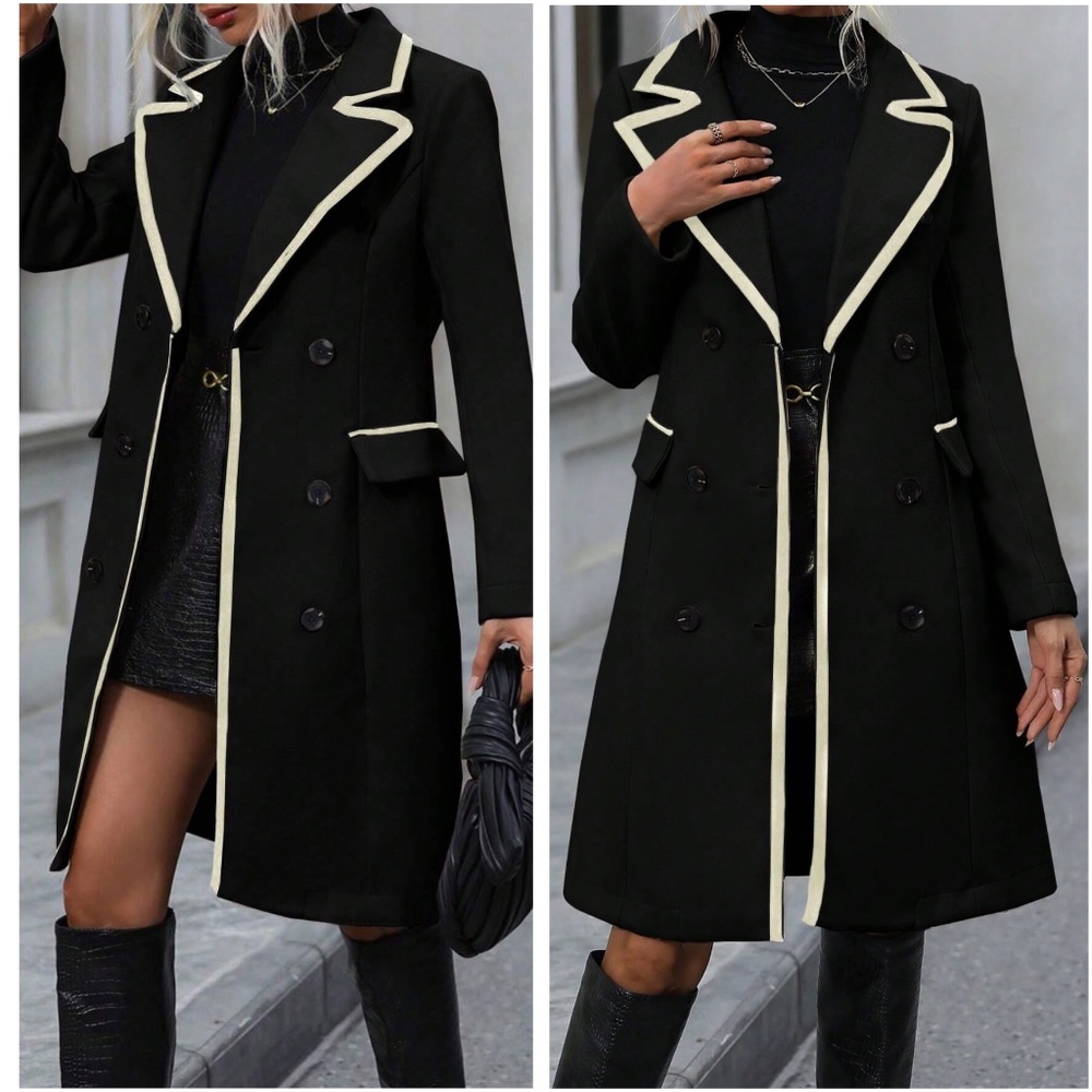 Classic Two Tone Button Color Block jacket Coat - Picture 1 of 2